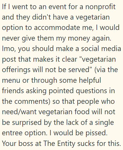 Screenshot 4 9a84f8 Event Administrator Asked A Consultant For Vegetarian Options, But Her Response Left Her Wondering Why She Bothered