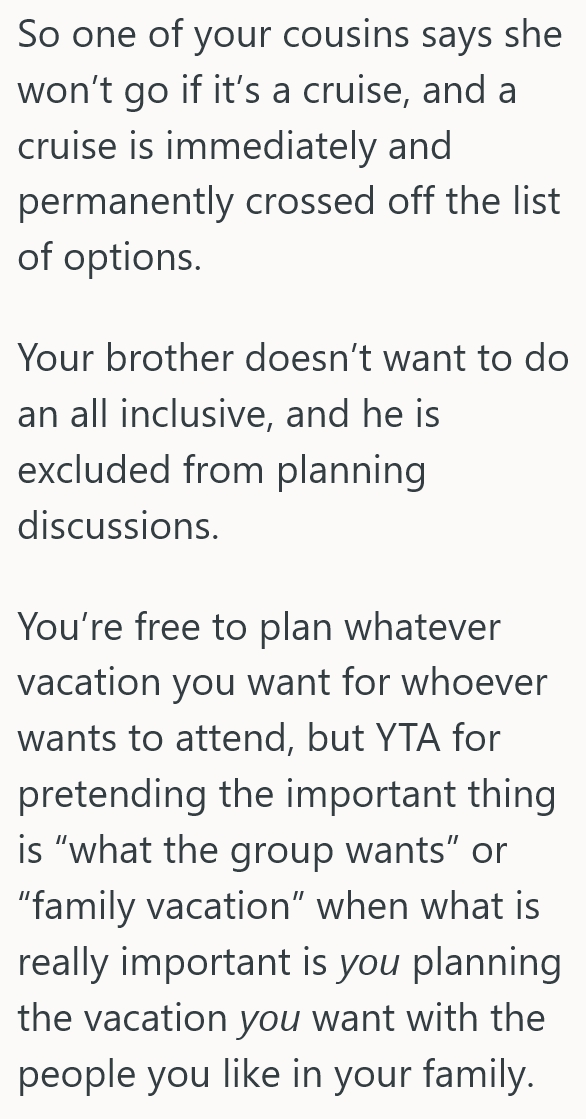 Screenshot 4 f2467c Sibling Is Trying To Arrange A Big Family Vacation Two Years Out, But A Picky Brother Is Already Turning It Into A Contrarian Nightmare