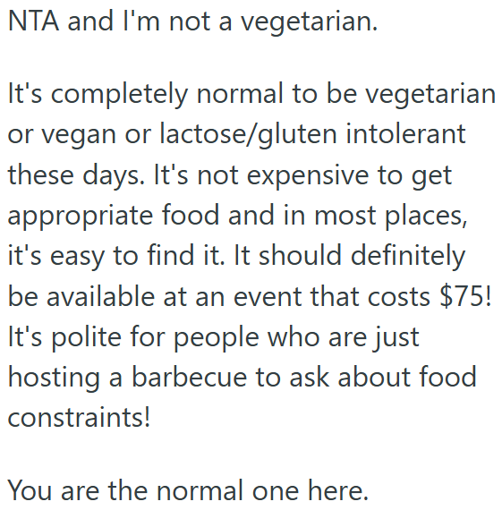 Screenshot 5 68461c Event Administrator Asked A Consultant For Vegetarian Options, But Her Response Left Her Wondering Why She Bothered