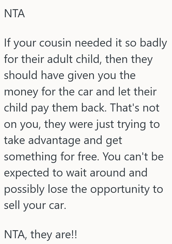 Screenshot 5 7f850b Daughter Inherited A Car From Her Late Father, So Her Cousins Family Tried To Buy Her Other Vehicle. But When They Couldnt Come Up With The Money, She Sold It To Somebody Else And The Fam Isnt Happy About It.