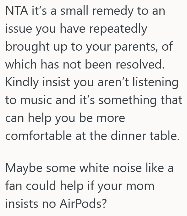 Screenshot 5 da2453 Teenager Uses Noise Cancelling Headphones At The Dinner Table, But Her Family Says Shes Being Super Rude