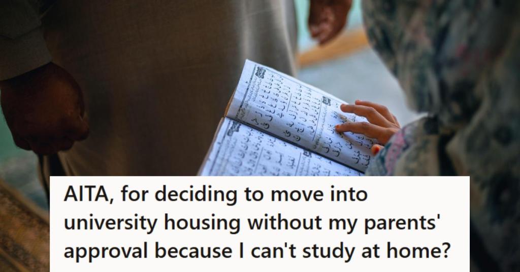 Young Arab woman reading a book for school