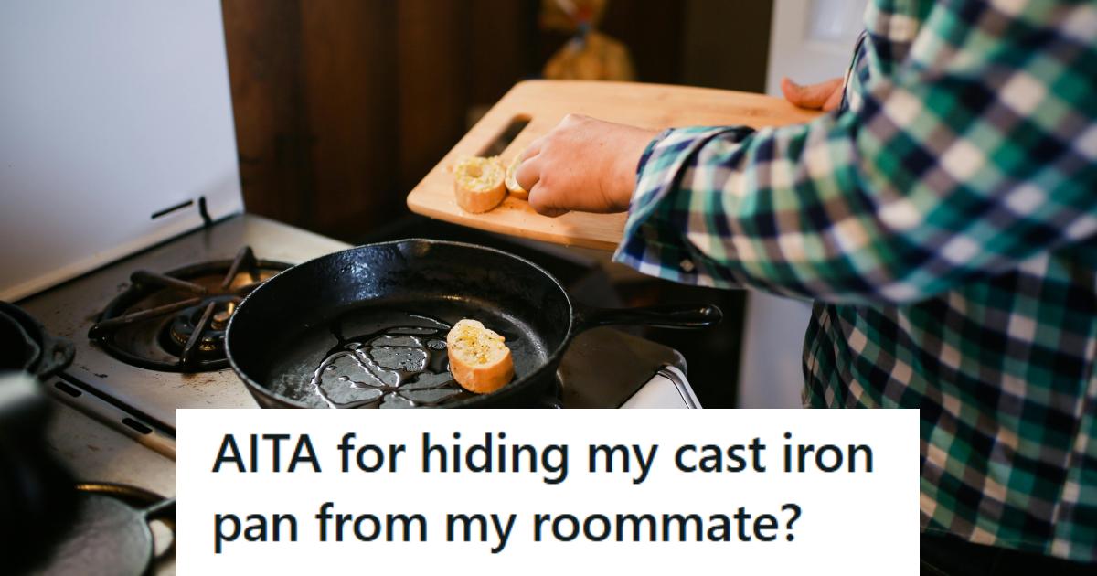 Man cooking in his favorite cast iron skillet