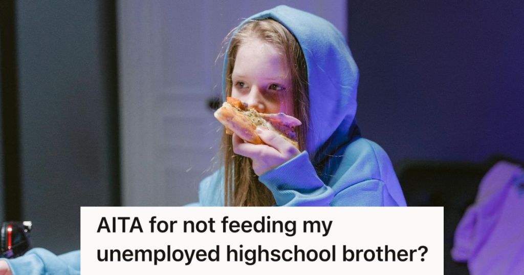 Teen girl eating pizza