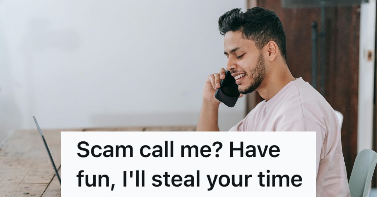Man smiling and talking on the phone