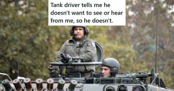 Soldier driving a tank