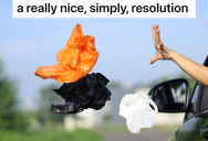 Cyclist Sees A Driver Throw Trash Out Her Car Window, So They Collect The Trash And Catch Up To Her