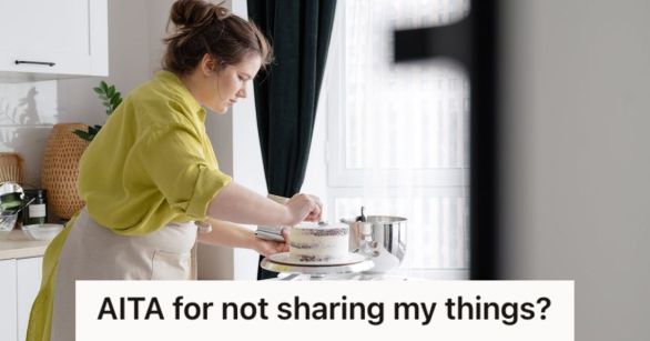 Woman baking a cake in her kitchen