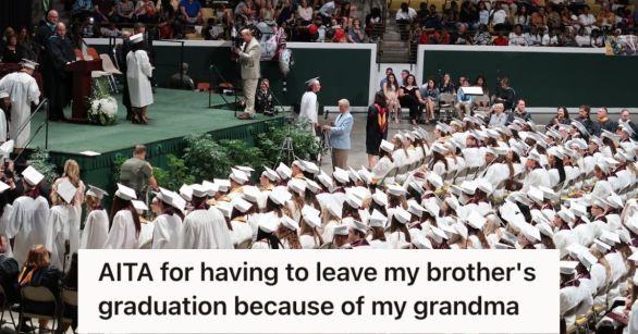A huge graduation ceremony with students wearing white gown