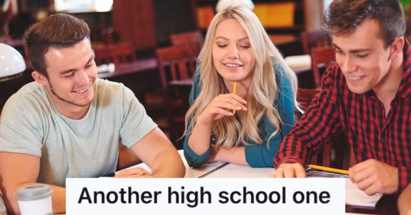 Group of students studying at the library