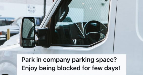 White van parked on the company parking lot