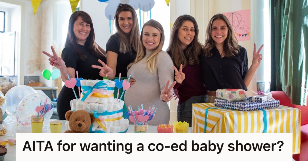 Women posing for the camera during a baby shower