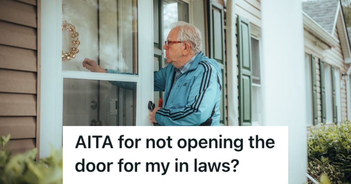 Her In Laws Showed Up Unannounced While Her Baby Was Sleeping In Her Arms, So She Didnt Get Up To Open The Door For Them Senior man knocking on the front door of the house