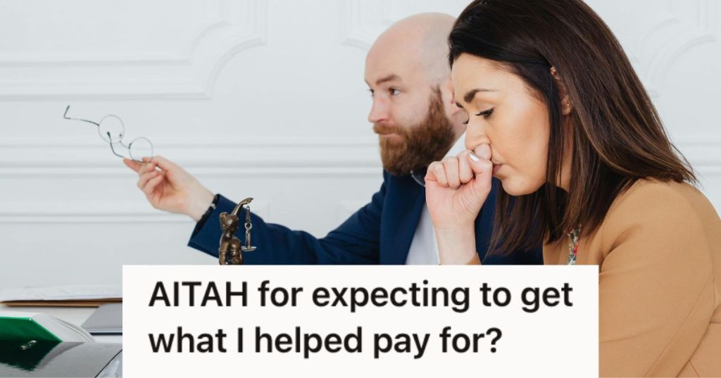 Man and woman talking to a person in an office with woman touching her nose