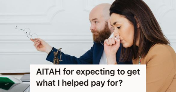 Man and woman talking to a person in an office with woman touching her nose