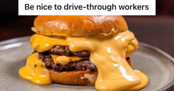 Big burger with overflowing sauce