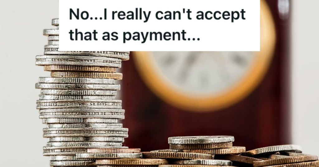 Stack of coins and a wall clock at the back