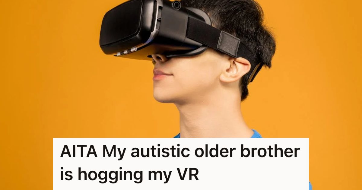 Teen boy wearing a VR headset