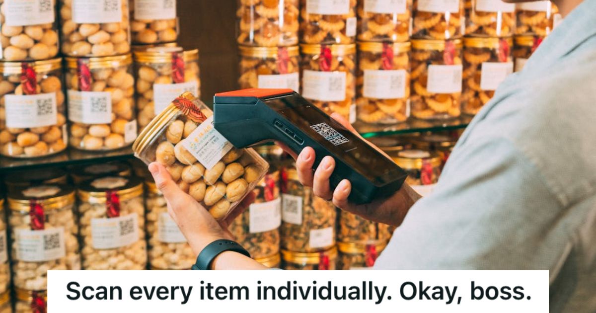 Store employee scanning an item with their scanner