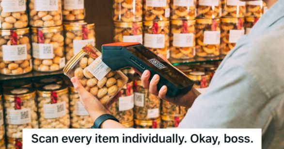 Store employee scanning an item with their scanner