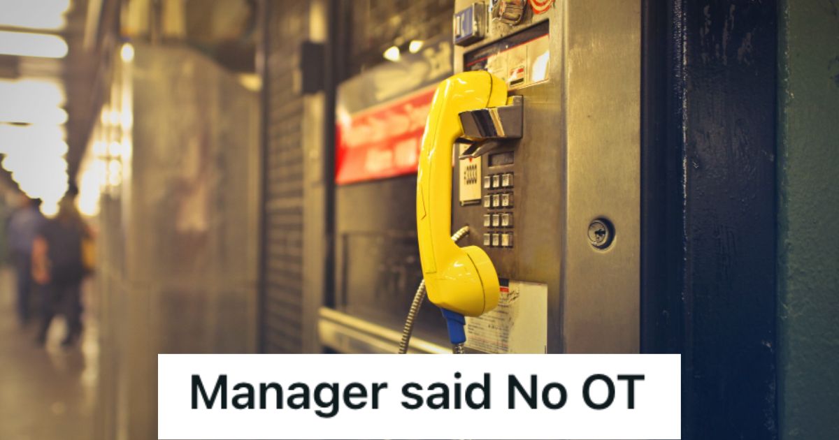 Employee Followed His Boss’s No Overtime Rule, So He Hung Up The Call With Him At Exactly 5 PM Photo of a public payphone with a yellow receiver