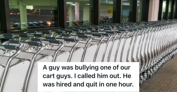 A line of empty shopping carts on the side of the store