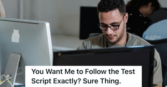 Man working in front of 2 big computer screens