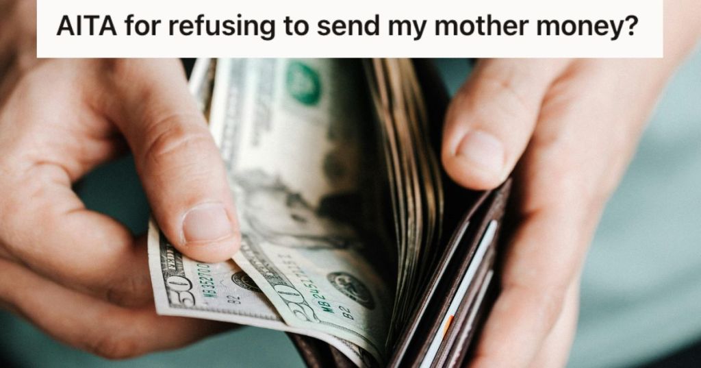 A person's hands opening their wallet with cash inside