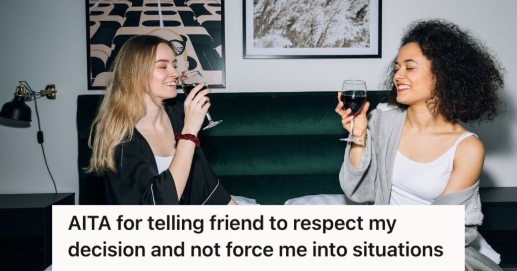 Two women happily drinking wine