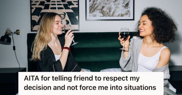 Two women happily drinking wine