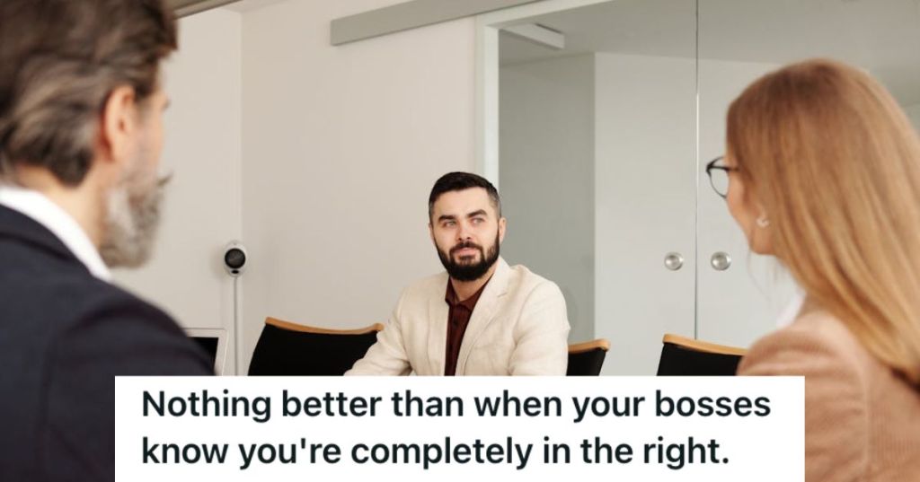 Office meeting among employee and bosses