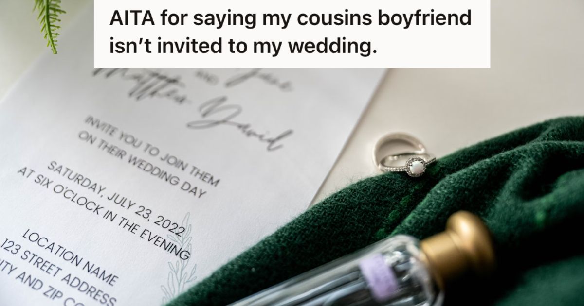 Wedding invitation with rings and bottle on the side