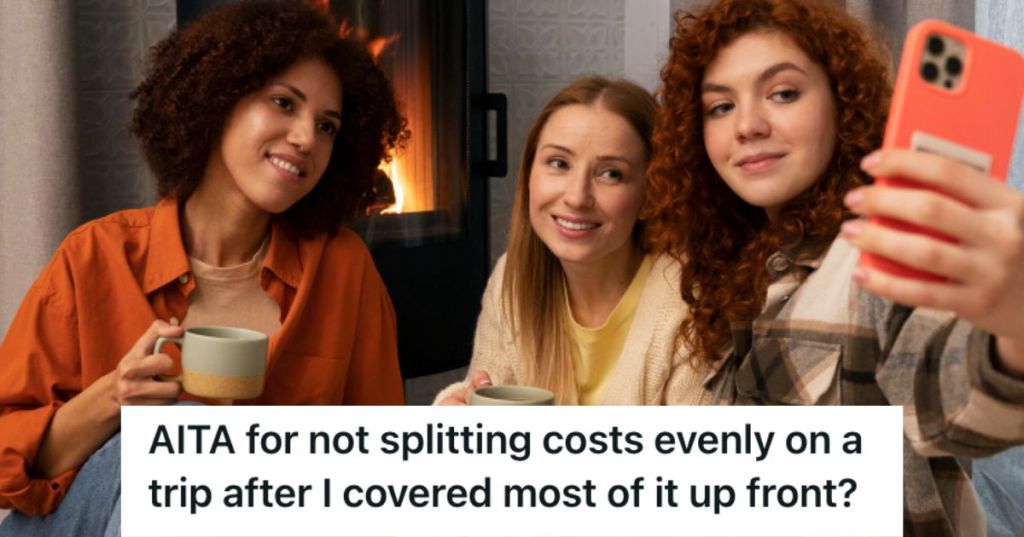 3 female friends taking a selfie inside the house