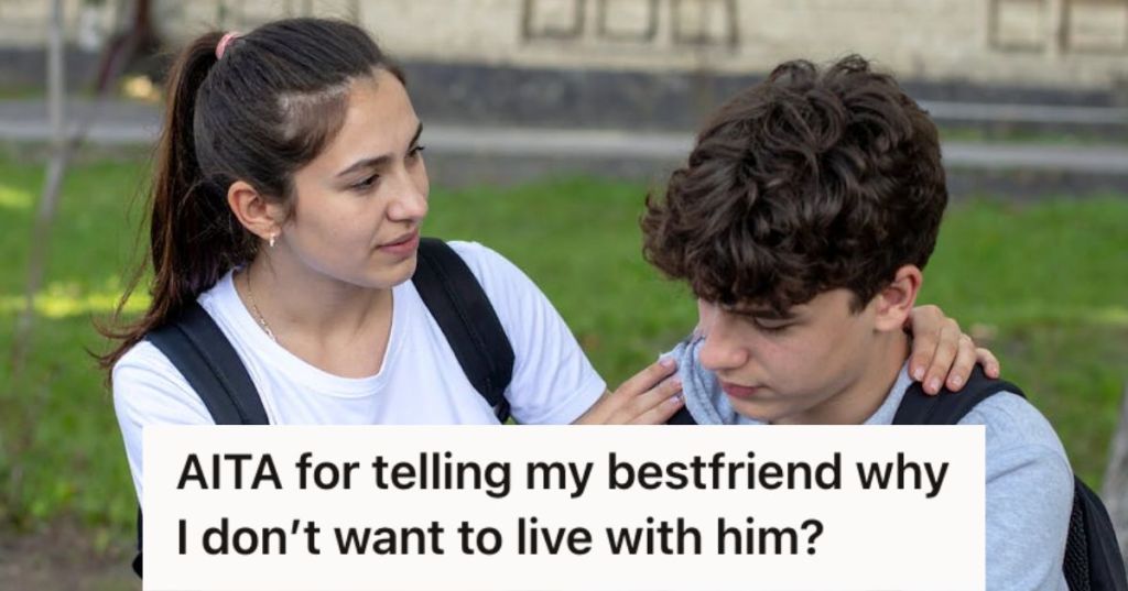 Woman comforting her male friend