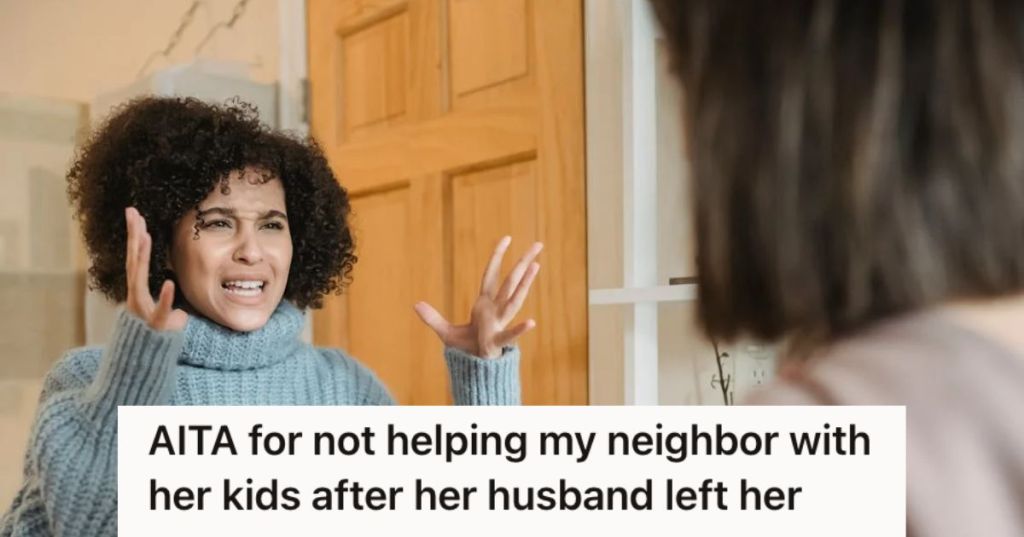 Angry woman talking to another person by the door