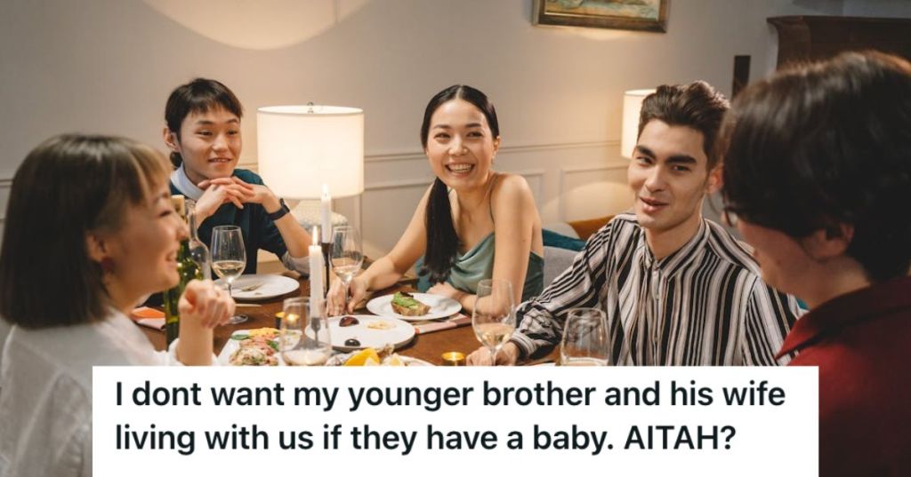 A group of adults talking over dinner