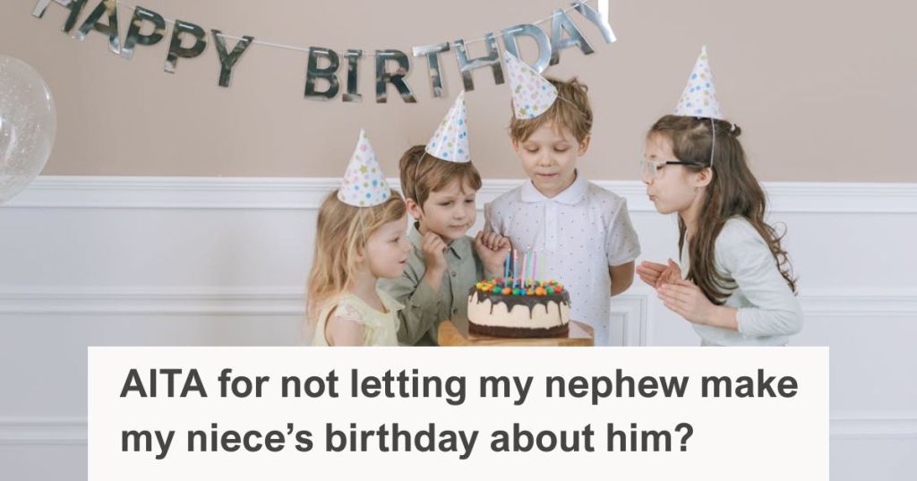 Kids gathered around a cake with candles on it