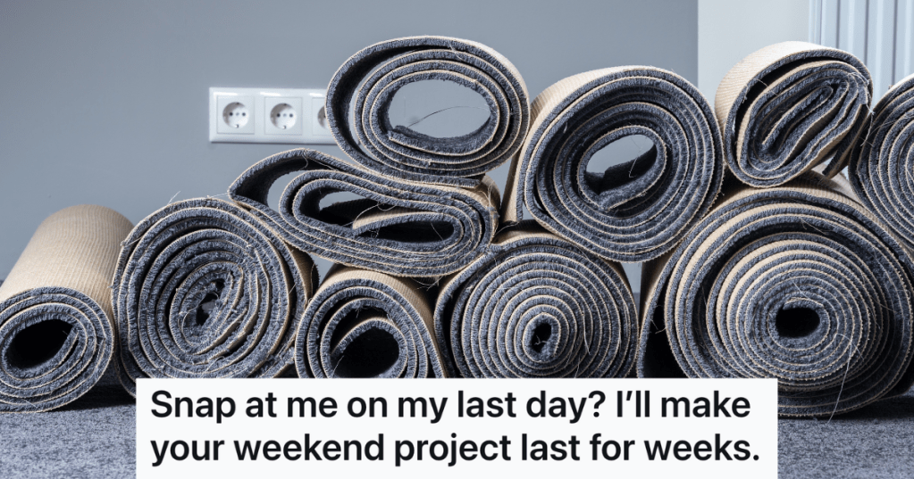 stacked rolls of carpet