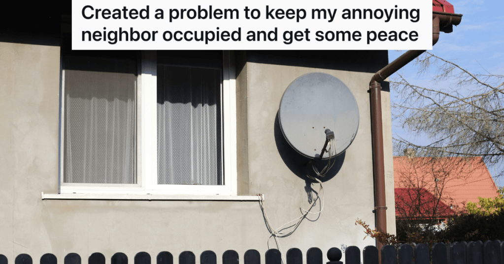 satellite dish on a neighbor's house