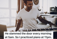 Man Slams His Door Every Morning, So An Annoyed Neighbor Starts Playing Chopsticks On The Piano At Night