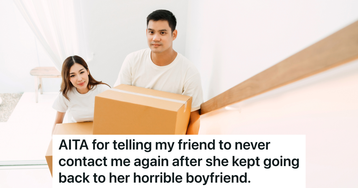 man and woman carrying moving boxes