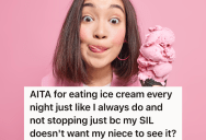 Her Niece Is Told She Can’t Eat Ice Cream Very Often, But When They’re Staying At Her House, The Aunt Doesn’t Want To Stop Eating It