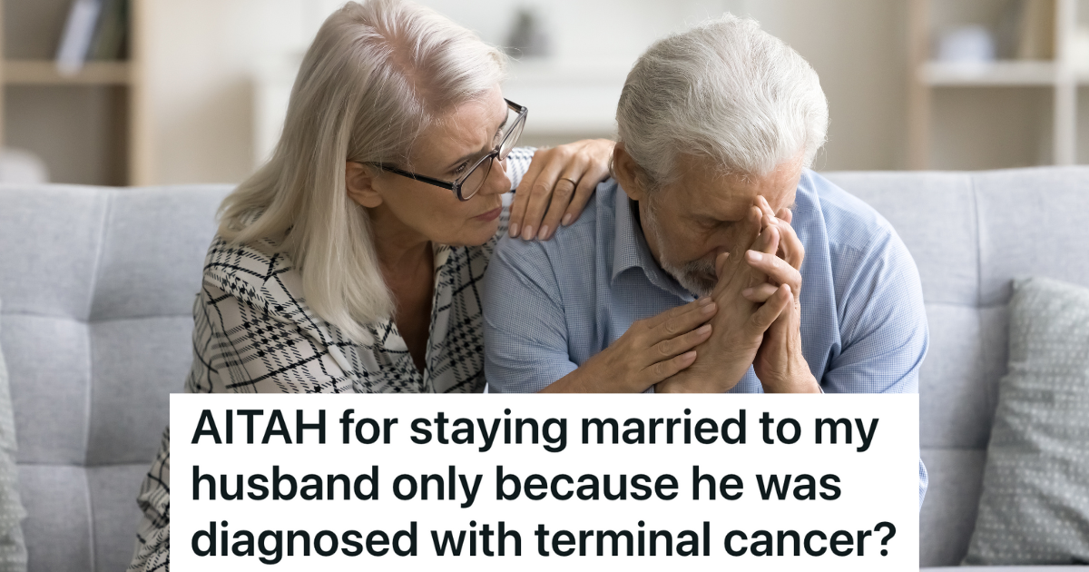 older woman comforting her sad husband