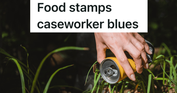 woman's hand picking up a can out of the grass