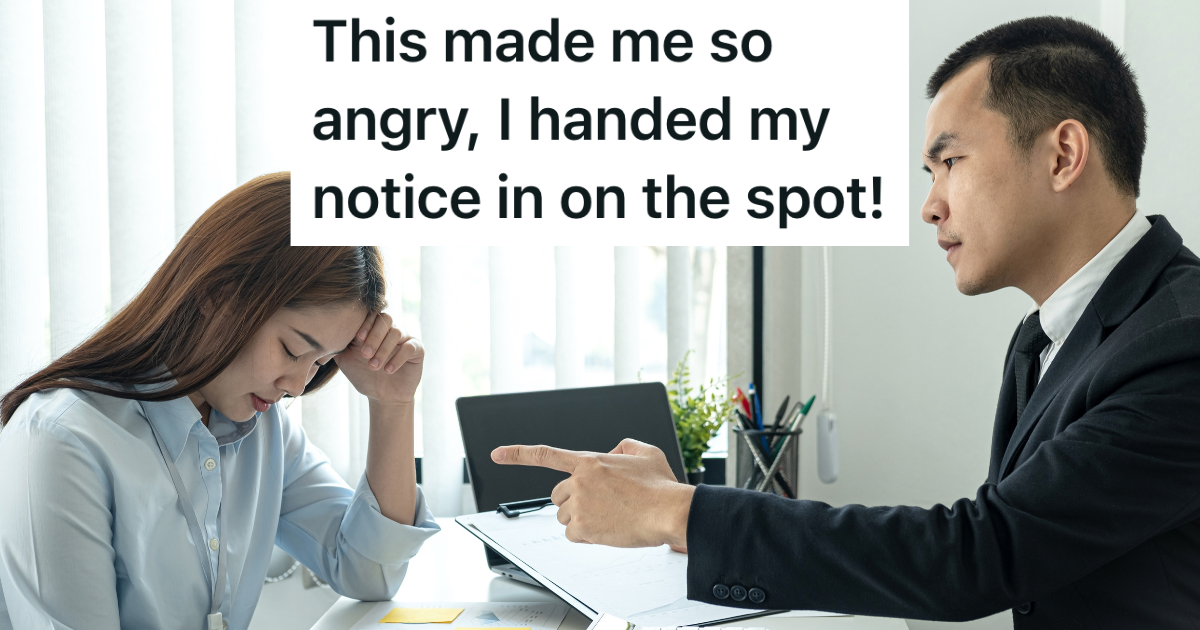 businessman pointing at sad employee