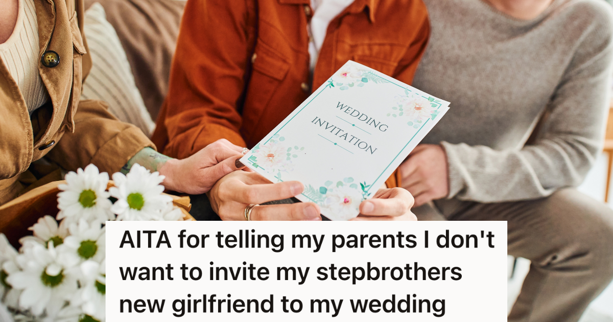 three people holding a wedding invitation