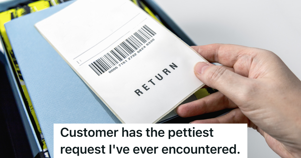 box and shipping label that reads "return"