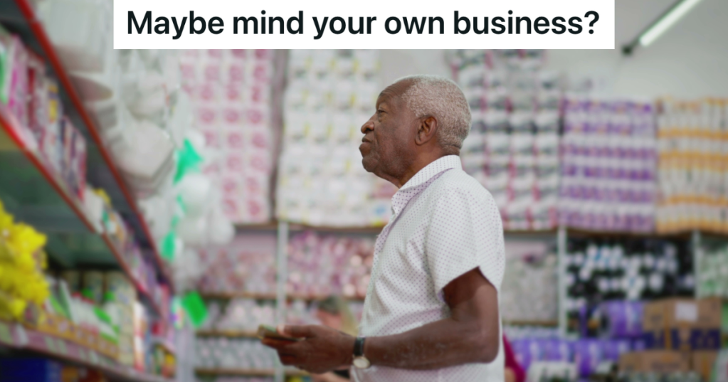 older man looking at a shelf in a store