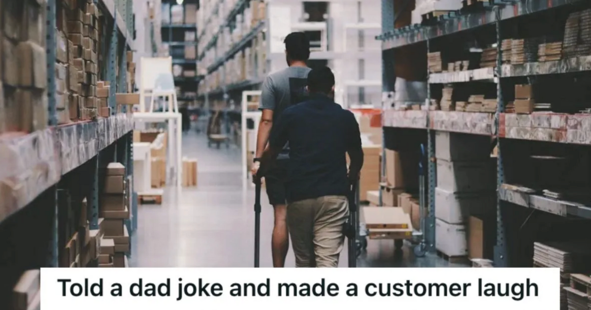 Customer and employee going around the hardware store