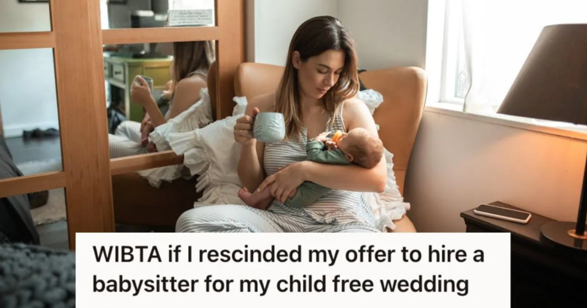 Mother carrying her newborn while drinking coffee